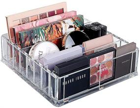 img 4 attached to 💄 Neatly Arrange Your Makeup Essentials with our Acrylic Compact Makeup Palette Organizer - 8 Spaces with Removable Dividers - Ideal Makeup Holder for Vanity or Drawer