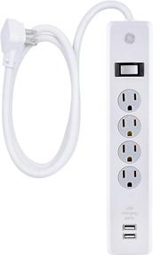 img 4 attached to GE 4-Outlet Surge Protector with USB Ports - 6 Ft Power Cord, 450 Joules, Safety Covers, Automatic Shutdown - UL Listed, White, 36391