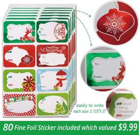 img 3 attached to Premium Set of 12 White Gift Wrap Boxes with Lids for Large Clothing Gifts: Including 80 Assorted Foil Christmas Tag Stickers for Wrapping Robes, Sweaters, Jackets, and More!