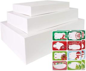 img 4 attached to Premium Set of 12 White Gift Wrap Boxes with Lids for Large Clothing Gifts: Including 80 Assorted Foil Christmas Tag Stickers for Wrapping Robes, Sweaters, Jackets, and More!