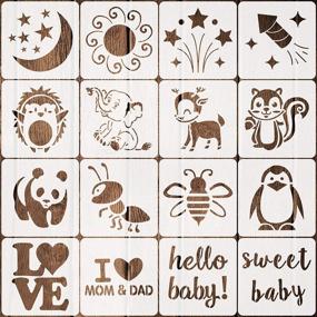 img 4 attached to Easy-to-Use Onesie Stencil Kit: 16 Adorable Baby Shower Stencils for Fabric Paint & Painting Bodysuits