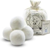 🧺 wool dryer balls 4-pack xl by friendsheep: organic premium reusable cruelty-free handmade fair trade - no lint fabric softener (white) logo