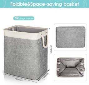 img 2 attached to 🧺 2-Pack Collapsible Laundry Baskets with Strong Handles, Linen Hampers with Built-in Lining and Detachable Brackets - Ideal Large Laundry Hamper for Bathroom, Bedroom, Dorm - Gray