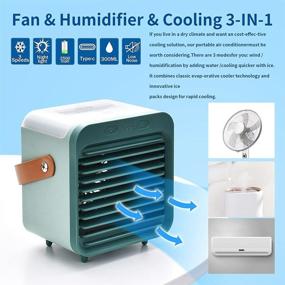 img 2 attached to 🌬️ Portable Air Cooler and Fan, Mini Evaporative Air Conditioner, Personal Rechargeable AC Portable, Arctic Cooling Fan with 3-Speed for Home Office Dorm Room