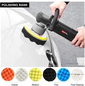 img 1 attached to 🚗 Poliwell 6" Dual Action Random Orbital Car Buffer Kit with Detachable Side/D-Handle, Variable Speed, 5 Polishing Pads, 2 Bonnet Pads, Cleaning Set - Ideal for Auto Washing, Buffing, Waxing and Polishing