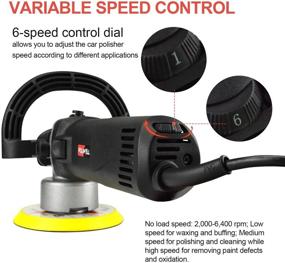 img 3 attached to 🚗 Poliwell 6" Dual Action Random Orbital Car Buffer Kit with Detachable Side/D-Handle, Variable Speed, 5 Polishing Pads, 2 Bonnet Pads, Cleaning Set - Ideal for Auto Washing, Buffing, Waxing and Polishing