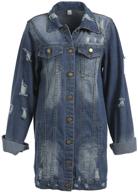 👚 stylish oversize denim jacket for women: ripped jean boyfriend coat with long sleeves logo