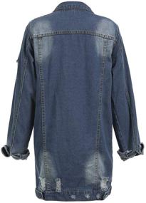 img 3 attached to 👚 Stylish Oversize Denim Jacket for Women: Ripped Jean Boyfriend Coat with Long Sleeves