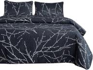 🌳 dark grey branches quilt set with tree pattern - soft microfiber king size bedspread coverlet bedding (3pcs) logo