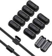 🔒 10-pack 3.5mm double clip-on ferrite ring core rfi emi noise suppressor cable clip for video, coax, power cable - black logo