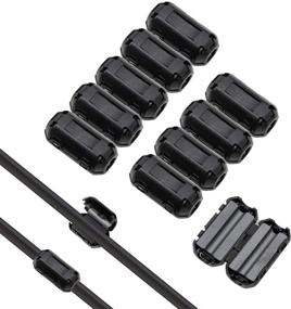 img 4 attached to 🔒 10-Pack 3.5mm Double Clip-on Ferrite Ring Core RFI EMI Noise Suppressor Cable Clip for Video, Coax, Power Cable - Black