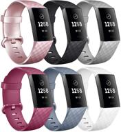 📱 oumida [6 pack] silicone bands: fitbit charge 4 / charge 3 replacement fitness sport wristbands for women men logo