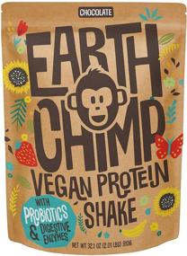 img 4 attached to EarthChimp Vegan Protein Powder (26 Servings, 32 Oz) - Probiotics, Organic Fruits, Dairy & Gluten Free Chocolate Protein Powder