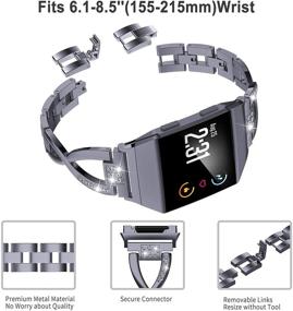 img 2 attached to 💎 Wearlizer Bling Band для Fitbit Ionic: Стильный металлический заменяемый браслет с бриллиантовой цепочкой X-Link - Совместим с женщинами - Маленькие и большие размеры (серый)