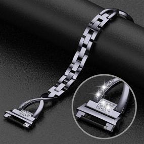 img 1 attached to 💎 Wearlizer Bling Band для Fitbit Ionic: Стильный металлический заменяемый браслет с бриллиантовой цепочкой X-Link - Совместим с женщинами - Маленькие и большие размеры (серый)