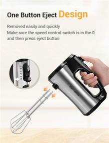 img 1 attached to 🥄 Elechomes Kitchen Handheld Electric Hand Mixer with 5-Speed Turbo and 5 Stainless Steel Attachments - Efficient Mixing and Easy Storage