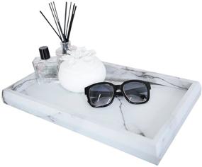 img 4 attached to 🛁 Enhanced Roomfitters Marble Print Vanity Tray: Top Bathroom Catchall Tray for Jewelry Perfume, Advanced Water-Resistant and Anti-Scratch design