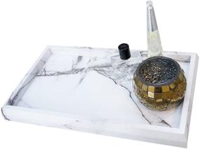 img 2 attached to 🛁 Enhanced Roomfitters Marble Print Vanity Tray: Top Bathroom Catchall Tray for Jewelry Perfume, Advanced Water-Resistant and Anti-Scratch design