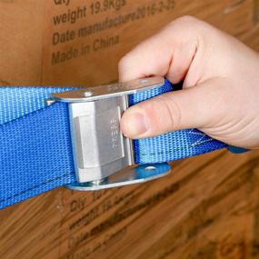 img 1 attached to 🔒 Set of Four 2-inch x 20-foot E-Track Cam Straps, Sturdy Cam Buckle Straps for Secure Cargo Tie-Downs, Heavy-Duty Blue Polyester Tie-Downs with E-Track Spring Fittings - Ideal for Motorcycles, Trailer Loads