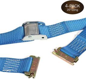 img 4 attached to 🔒 Set of Four 2-inch x 20-foot E-Track Cam Straps, Sturdy Cam Buckle Straps for Secure Cargo Tie-Downs, Heavy-Duty Blue Polyester Tie-Downs with E-Track Spring Fittings - Ideal for Motorcycles, Trailer Loads