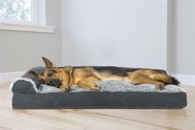 img 2 attached to Furhaven Pet: Browse Stylish and Comfortable Traditional Chaise Lounge & Deluxe L-Shaped Couch Dog Pillow Beds for Dogs & Cats - In a Variety of Styles, Sizes, & Colors!