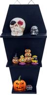 🧛 daytonightdecors gothic coffin shelf – spooky goth decor for bedroom and bathroom, free standing or wall hanging shelves, halloween home decor for oddities and curiosities - black logo