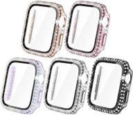 📱 новые чехлы newways bling с защитным экраном - совместимы с apple watch 38мм 40мм 42мм 44мм, защитный чехол для apple iwatch se серии 6 5 4 3 2 1 (38мм, черный/розовый/золотой/серебряный/переливающийся) логотип