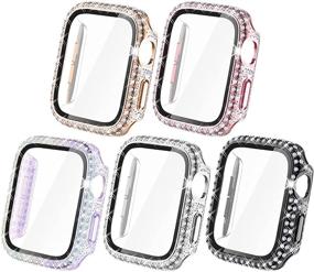 img 4 attached to 📱 Новые чехлы NewWays Bling с защитным экраном - Совместимы с Apple Watch 38мм 40мм 42мм 44мм, Защитный чехол для Apple iWatch SE Серии 6 5 4 3 2 1 (38мм, Черный/Розовый/Золотой/Серебряный/Переливающийся)