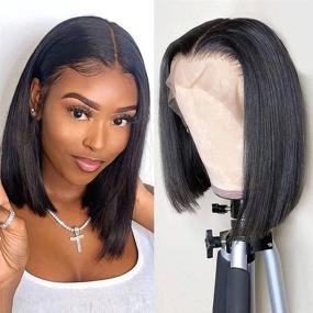 img 4 attached to QTHAIR 14A Grade Short Bob Wigs: Brazilian Virgin Human Hair Lace Front Bob Wigs - Perfect for Black Women's Cute Hair Styles!