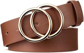 img 4 attached to BROMEN Women Leather Double Buckle