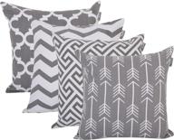 🛋️ accenthome set of 4 printed pillow covers - decorative cushion cases for home sofa, bed, couch - indoor & outdoor, geometric grey design - square throw pillowcases 18 x 18 inch logo