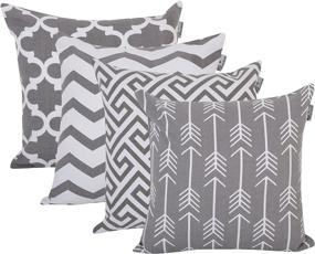 img 4 attached to 🛋️ ACCENTHOME Set of 4 Printed Pillow Covers - Decorative Cushion Cases for Home Sofa, Bed, Couch - Indoor & Outdoor, Geometric Grey Design - Square Throw Pillowcases 18 x 18 Inch