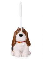 🐶 forlong ceramic dog toilet brush holder set: cute and creative bathroom brush cleaner with dog design logo