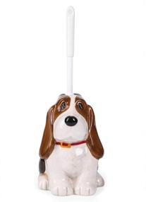 img 4 attached to 🐶 FORLONG Ceramic Dog Toilet Brush Holder Set: Cute and Creative Bathroom Brush Cleaner with Dog Design