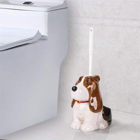 img 3 attached to 🐶 FORLONG Ceramic Dog Toilet Brush Holder Set: Cute and Creative Bathroom Brush Cleaner with Dog Design