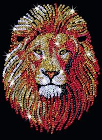 img 1 attached to 🦁 Multicolor Sequin Art Kit: Blue Golden Lion Sparkling Arts & Crafts Picture