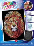 🦁 multicolor sequin art kit: blue golden lion sparkling arts & crafts picture logo