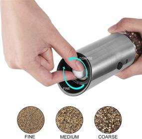 img 1 attached to 🧂 Vzaahu Rechargeable Electric Salt and Pepper Grinder Set of 2 - Refillable, Adjustable Coarseness, Stainless Steel Mill with LED Light - One Hand Operation