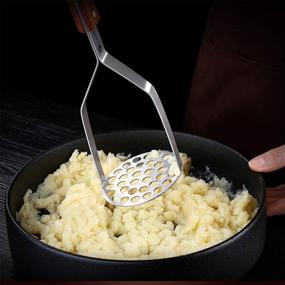 img 1 attached to 🥔 Stainless Round Potato Masher with Wooden Handle - Vintage Kitchen Utensil for Perfectly Mashed Potatoes and Vegetables (1)