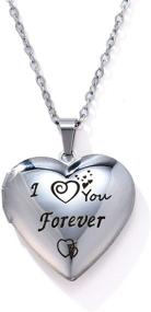 img 4 attached to 🔒 I ❤ You Forever" Love Heart Shaped Locket Necklace with Stainless Steel Picture Holder