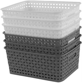 img 4 attached to 📦 6-Pack Rectangular Plastic Storage Baskets/Bins by Idomy