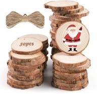 🎨 lovestown 50pcs diy craft unfinished wood kit: 2.4-3 inch bark wood slices with hole for wedding & christmas decorations logo