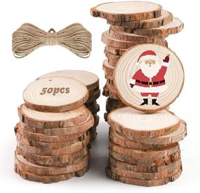 img 4 attached to 🎨 LovesTown 50pcs DIY Craft Unfinished Wood Kit: 2.4-3 Inch Bark Wood Slices with Hole for Wedding & Christmas Decorations