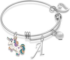 img 4 attached to Unicorn Bracelet Initial Jewelry Pendant Girls' Jewelry