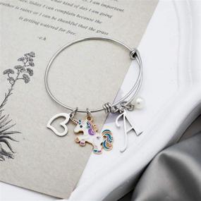 img 2 attached to Unicorn Bracelet Initial Jewelry Pendant Girls' Jewelry