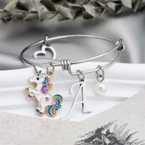 img 1 attached to Unicorn Bracelet Initial Jewelry Pendant Girls' Jewelry