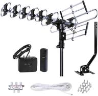 📺 fivestar outdoor hd tv antenna - ultra strong, up to 200-mile long range, motorized 360 degree rotation, uhf/vhf/fm radio, ir remote control, installation kit & jpole included logo