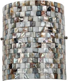 img 2 attached to Chloe Lighting Shelley Mosaic 1-Light Wall Sconce, Black, 9.8 x 8.3 x 4.1-Inch