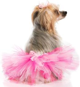 img 1 attached to Pawpatu Hot Pink and Light Pink Handcrafted Mesh Tutu for Dogs