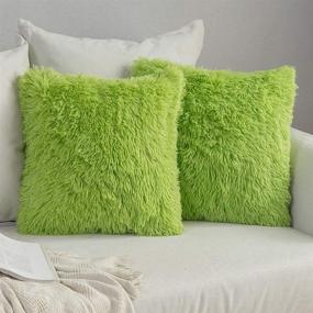 img 4 attached to 🎄 MIULEE Pack of 2 Luxury Faux Fur Throw Pillow Cover - Christmas Decorative Plush Cushion Case - Green 18x18 Inch